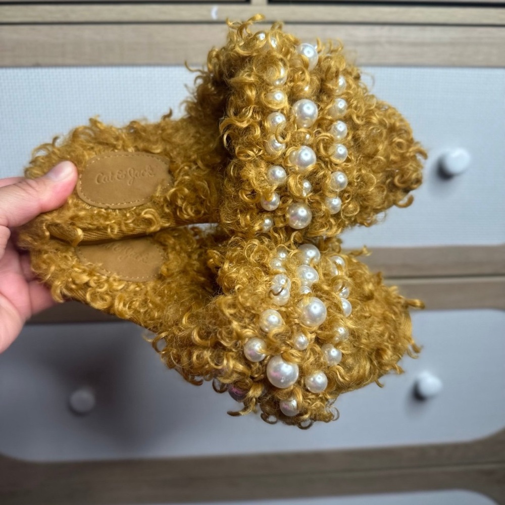 Cat & Jack Kids' Gold Fuzzy Shoes
